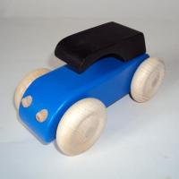Voiture en bois type 2 cv bleu